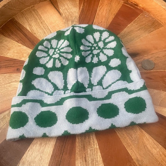 NWT FARM Rio x Anthropologie Green and Blue Polka Knit Beanie main image 4